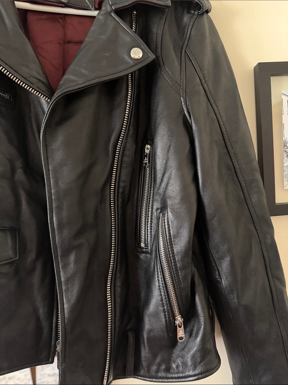 Sam Edelman Black 100% Lamb Leather Moto Biker Jacket Originally $598 - Picture 5 of 12